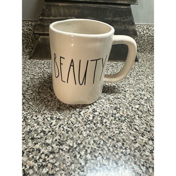 Rae Dunn BEAUTY Coffee Mug White Ceramic Mug with Handle Artisan Collection - Picture 2 of 8